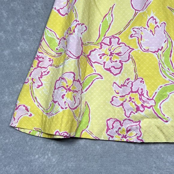 Lilly Pulitzer Dress Size 6 Yellow Pink Amberly Strapless Starfruit Day Floral - Picture 4 of 13